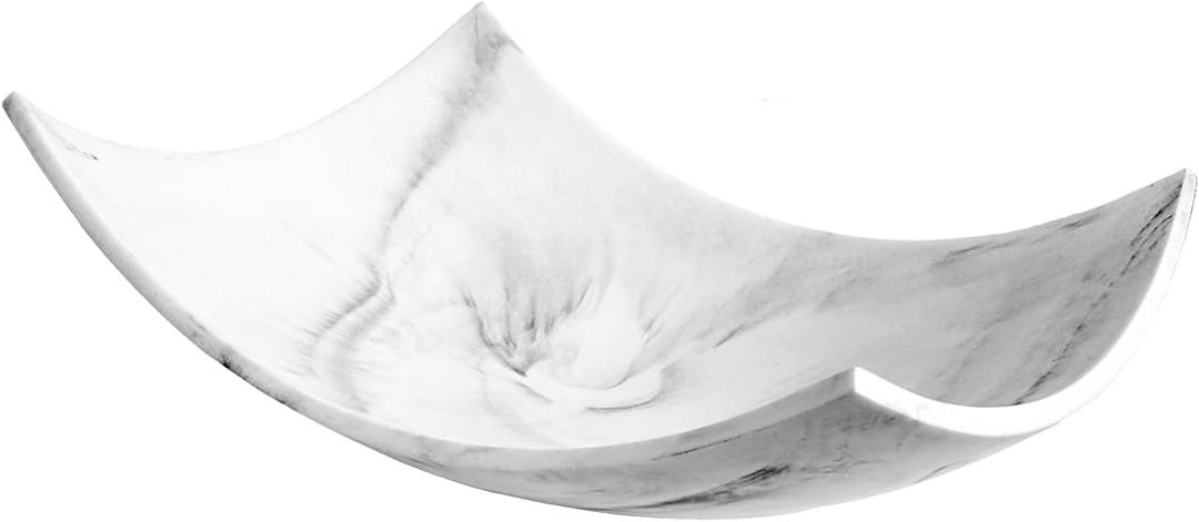 Creative Scents White Marble Look Coffee Table Decor for Living/Dining Room, Modern White Catch-All Key Dish Decor for Entryway, Decorative Bowl for Home Dcor - Fruit Bowl for Kitchen Counter