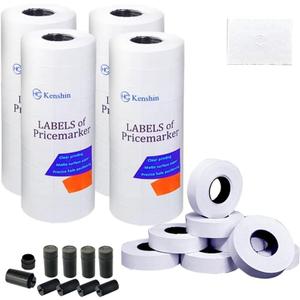 2 Line Price Gun Labels, 4 Packs Total 16,000 Pcs Blank Price and Date Gun Labels for 2 Line Price and Date Gun, Suitable for MX6600, MX6602, YH689, and Most Other 2 Line Price Guns (White)