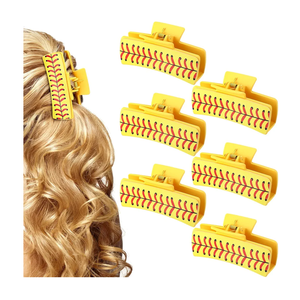 XunYee 6 Pcs Softball Hair Accessories for Women 4 Inches Cute Hair Clips Big Softball Claw Clips PU Leather Accessories for Women Gift Party Supplies