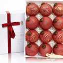 12PCS Red Christmas Ball Ornaments, Rustic Christmas Tree Decorations, 3.15" Vintage Farmhouse Hanging Ornaments for Christmas, Parties, Weddings and Home Decor (Red)