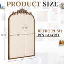 Wonderjune Vintage Framed PinBoard Linen Display Bulletin Board Large Cork Fabric Picture Photo Memo Pinboard Fancy Ornate Decorative Vision Board for Wall(Arch,19" X 31",Antique Gold)