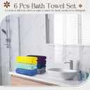 VitalCozy Set of 6 Large Bath Towels for Bathroom 28 x 55 Inches Soft Absorbent Shower Towels Bulk for Daily Use Gym Beach Pool Hotel(Fresh Color)