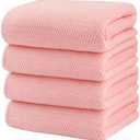 HOMEXCEL Bath Towels Pack of 4, (27 x 54 Inches) Microfiber Ultra Soft Highly Absorbent Bath Towel Set, Lightweight and Quick Drying Towels for Body, Sport, Yoga, SPA, Fitness, Pink