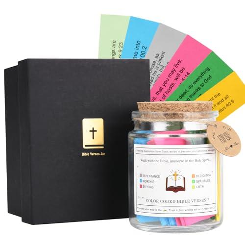 Bible Verse Jar, Christian Art Gifts Bible Verse Cards, Daily Encouraging Pocket Size Scripture Card, Read Me When Bible Verses Jar for Women and Men, Religious Graduation Gifts