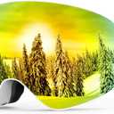 Ski Goggles Men Women,OTG Snowboard Goggles Over Glasses,Anti Fog Winter Sports Goggles for Snowboard Snowmobile (Yellow-spherical-vlt 18%)