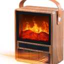 Portable Electric Fireplace Heater - Mini Fireplace Space Heater for Indoor Use with Realistic 3D Flame, Overheat & Tip Protection Small Room Space Heater Fireplace for Bedroom, Office, Living Room (8.9"W x 11.2"H Oak)