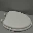 Mayfair Padded Toilet Seat, Cushioned Soft Vinyl over Wood Core Seat, Secure Hinges, Easy Clean, Made in USA, Elongated, White