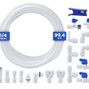 1/4 Water Line, cnaodun with 1/4" OD 39.4ft Water Tubing Reverse Osmosis Quick Connect Fittings Push To Connect Water Tube Fittings for RO Water Filter