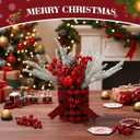 Valentines Day Decorations Valentine's Day Table Centerpieces Buffalo Check Plaid Artificial Tree Decor with Pine Cone Berry Gifts for Festival Winter Party Indoor Home Office Decor(Red)