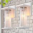 Outdoor Wall Light for House, Large Exterior Waterproof Lanterns, Sensor Wall Sconce Lamp, Waterproof Anti Rust Outside Coach Lights for House, Doorway, Garage (2 Pack White)