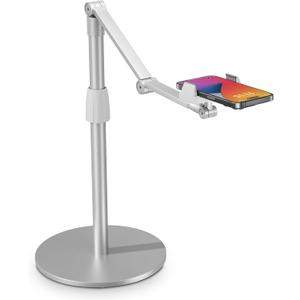 Phone Overhead Stand, Upgarde Cell Phone/Tablet Holder, Multiangle, 3-Part Adujustable,Horizontal Record,Compatible with 3.5-11" Cellphone/Tablet/iPad/iPhone, Silver