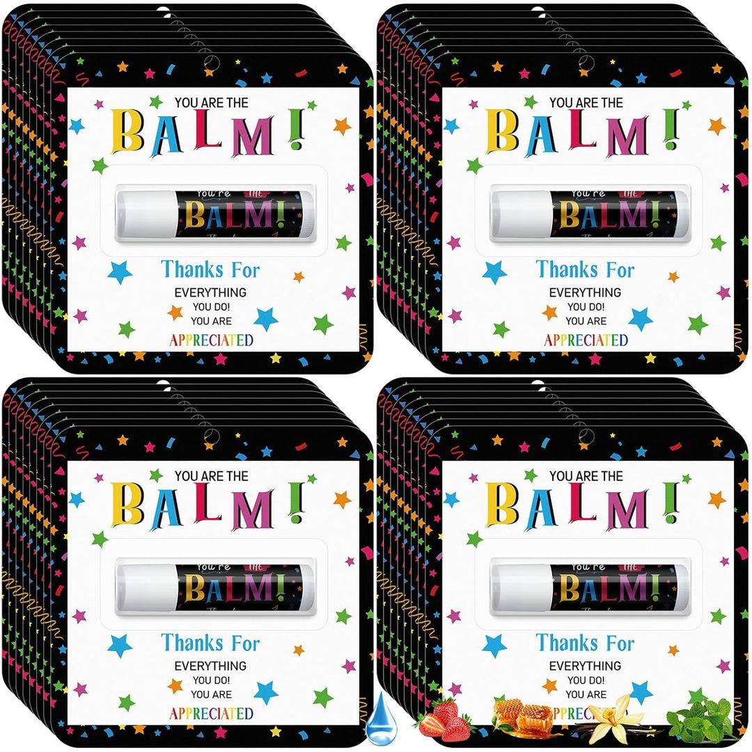 30 Pack Employee Appreciation Gifts Bulk Lip Balms, Thank You Gift for Staff Team Teachers Volunteers, Youre the Balm Mini Lip Balm for Office Events and Appreciation Favors (Assorted Flavor)