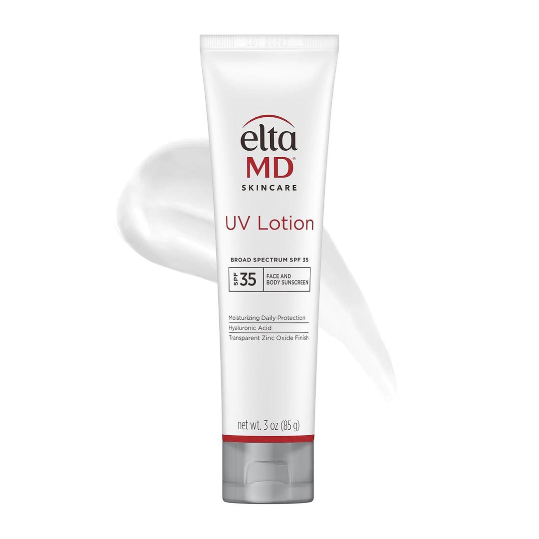 EltaMD UV Lotion SPF 30+ Sunscreen Moisturizer for Face and Body, Mineral Based with Zinc Oxide and Hyaluronic Acid for Sensitive Skin, Non-Greasy & Fragrance-Free.