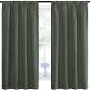 NICETOWN Bedroom Curtains Blackout Draperies - All Season Thermal Insulated Solid Rod Pocket Top Blackout Curtains/Drapes for Kid's Room (Dark Mallard, 1 Pair, 42 x 63 Inch)