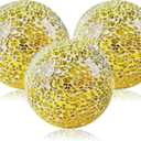 Gold 3.35 Inch Glass Balls Decorative for Bowls Crack Mosaic Orbs Solid Spheres Ball Round Globe Vase Filler Coffee Table Decor Modern Wedding Party 3 Pcs