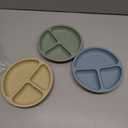 Eascrozn Toddler Plates 3 Pack, Divided Suction Plates for Baby, 100% Food Grade Silicone Baby Plates, Non-Slip, Baby Led Weaning Supplies, Microwave & Dishwasher Safe (Blue)