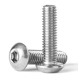 #10-32 x 1/2" Button Head Socket Cap Screws Bolts 304 Stainless Steel, Allen Hex Drive, Machine Bright Finish Fully Threaded 50PCS