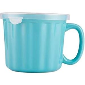Farberware 5172594 Baker's Advantage Ceramic Soup Mug with Lid, 16-Ounce, Teal