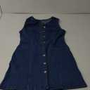 Women's Denim Dress Jean Sleeveless Button Down Shirt Mini Blue Small
