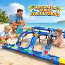 VATOS Double-Tier Watermill Summer Toy, 120 PCS DIY Water Table Toys for Kids, Girls, Boys 4-6 Years, Outdoor Water Toys Backyard, Beach, Balcony, Garden Fun Water Playset for Kids Pets