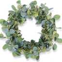 Eucalyptus Wreaths for Front Door 20", Handmade Green Leaves Wreath for Summer, Spring and All Seasons, Greenery Floral Wreath for Wall and Outside