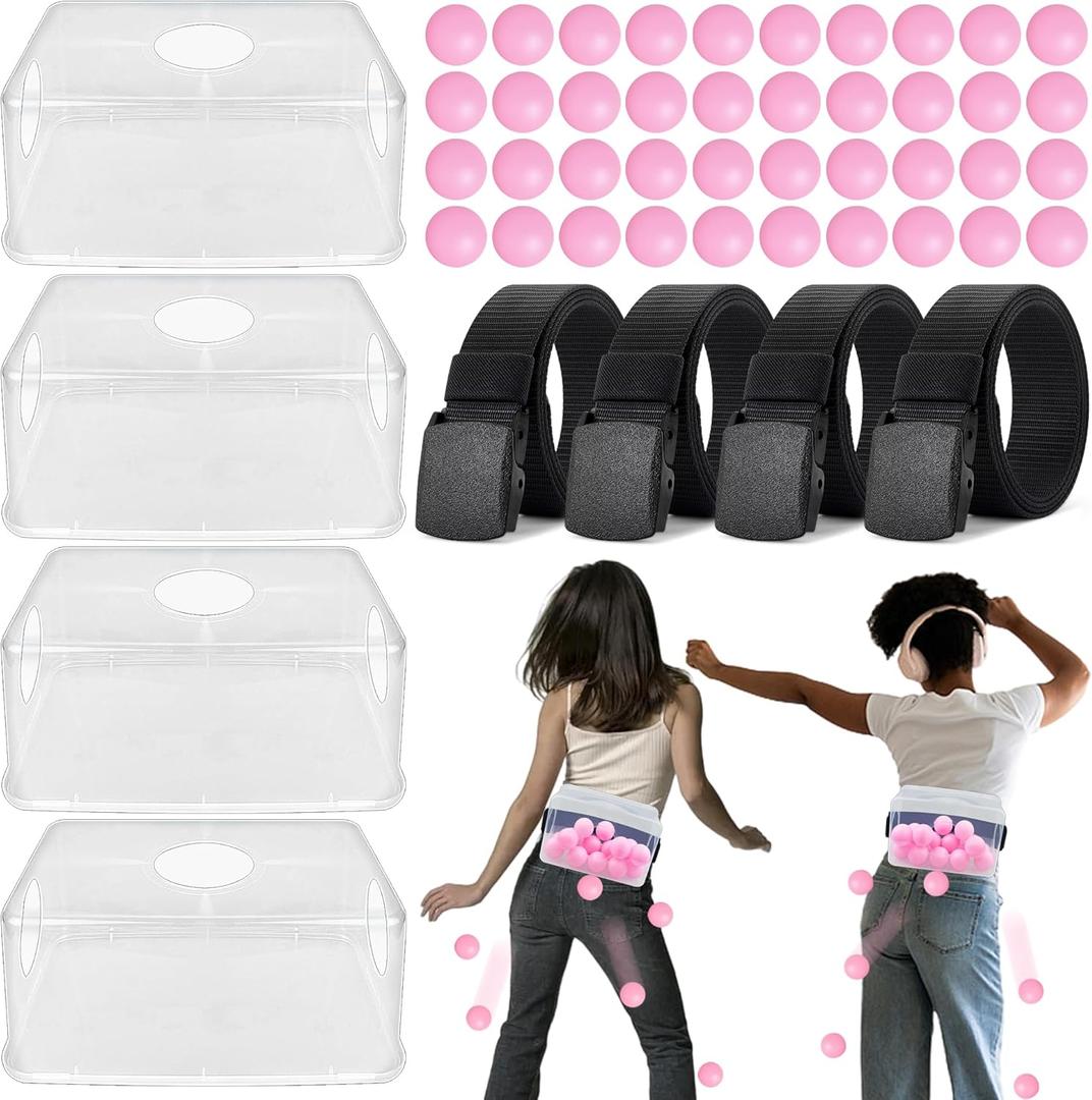 4PCS Pink Swing Shaking Balls Game Set for Baby Shower Interactive Table Tennis Twerk Game for Boy or Girl