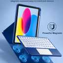 Harvopu for iPad 10th/11th Generation A16 Case with Keyboard, 360 Rotation Detachable Cover with Pencil Holder, Multi-Touch Trackpad, 7 Colors Backlit Keyboard for iPad (A16)/10th Gen (Navy Blue)