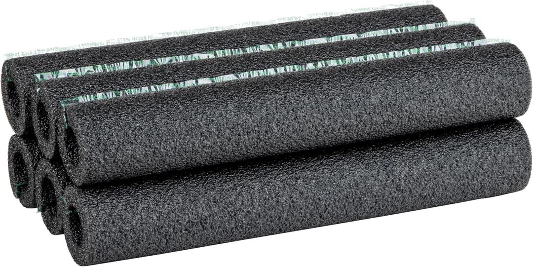 Duck Brand Foam Pipe Covers, Pipe Insulation Foam Tubes for Hot and Cold Water Pipes, Pre Slit and Self Sealing Adhesive Edge, 0.75 in. x 1 Ft., 6 Sticks Per Package, 6 Feet Total, Black