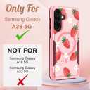 for Samsung Galaxy A36 5G Phone Case - Compatible with MagSafe Women Girls Cute Magnetic Protective Cover Girly Kawaii Strawberry Heavy Duty Shockproof Design for Samsung A36 5G Cases 6.7"