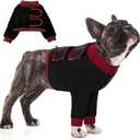 KOESON Dog Recovery Sleeve for Front Legs, Soft Pet Recovery Suit After Surgery, Adjustable Dog Leg Elbow Protector, Pet Wound Care Shirt to Stop Licking, E-Collar Cone Alternative, Black S