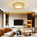 Dimmable Flush Mount Ceiling Light, LED 5CCT 2700K-6000K,Amber,15in,36W