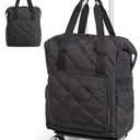 BAGSMART Rolling Duffle Bag with Wheels, 35L Carry on Travel Bag with Detachable Wheels, PVC Wet Pocket Duffel bag with Wheels, Black