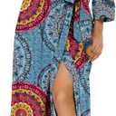 VINTATRE Women Kimono Robes Long Knit Bathrobe Lightweight Soft Knit Sleepwear V-neck Casual Ladies Loungewear (Blue, L)