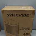 SYNCVIBE Slim Bathroom Trash Can with Soft Close Lid Stainless Steel Garbage Can Step Trash Bin with Removable Inner Bucket for Bedroom, Office, Kitchen (Matt White, 3.5 Gallons)