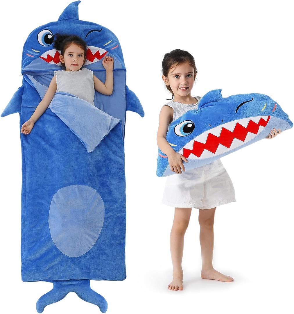 Kyerlish Kids Sleeping Bag, Plush Toddler Slumber Bag 2-in-1 Pillow, Soft Sleeping Bag, Nap Mats for Preschool,Daycare,Travel,Gift, size : Sleeping Bag 4 5 6 Year Old