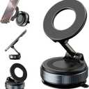 Vacuum Magnetic Car Phone Holder 360 Rotating Foldable Phone Holder for All Phones Adjustable Angle Desk & Monitor Mount for Landscape & Portrait View Strong Grip, Compact & Travel-Friendly