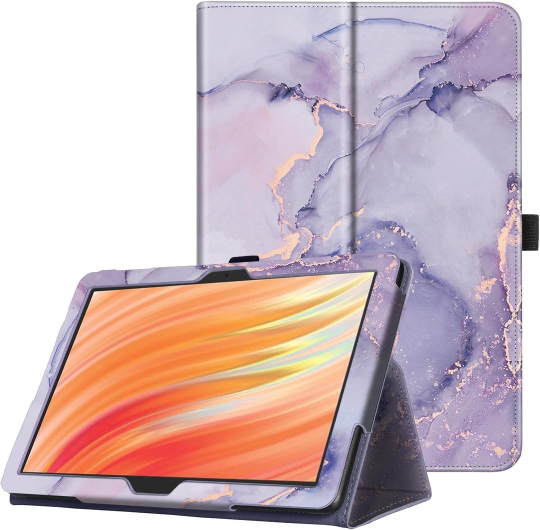 Famavala Folio Case Compatible for 10.1" Fire HD 10 Tablet (11th/13th Generation, 2021/2023 Released), Slim Cover with Auto Wake/Sleep, Lenovo M10 2023 Tab (Purple Marble)