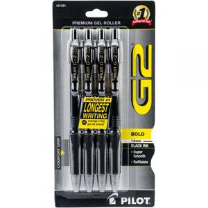 Pilot G2 Premium Retractable Gel Ink Pens, Extra Fine Point, Black, 5 Count