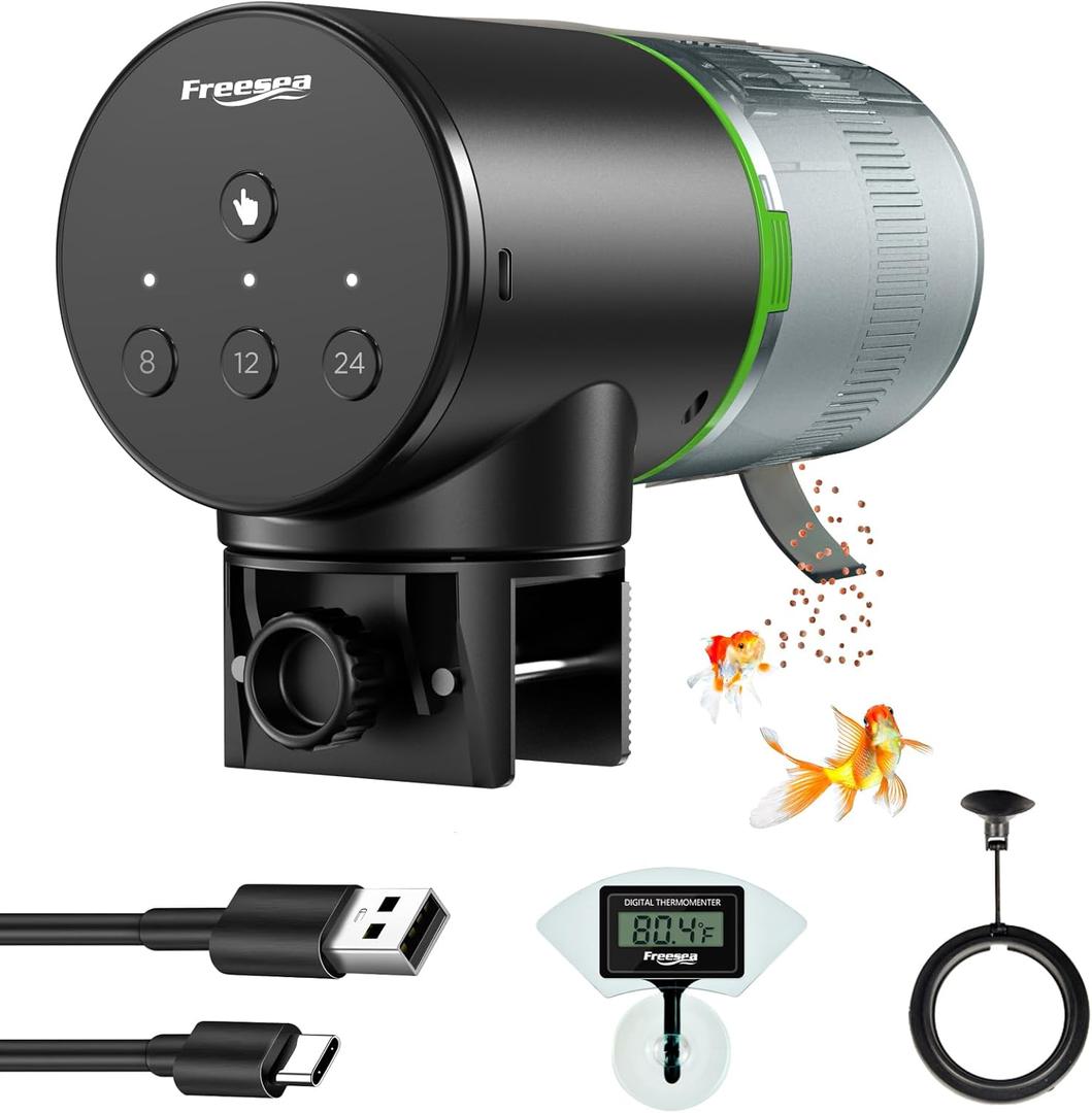 FREESEA Automatic Fish Feeder for Aquarium: Vacation Food Dispenser with Timer for Betta Tank (FS-069LS)