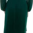 Maison Tara Women's Long Sleeve V-Neck Chiffon Faux Wrap Ruffle Hem Midi Dress (Green, XL)-  Size: 14 Plus