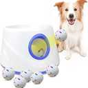 Automatic Dog Ball Launcher, Dog Ball Throw Launcher, 3 Adjustable Distance 20-45FT, with 6 2.3-inch ETPU Balls, for Small/Medium Dogs, Indoor and Outdoor Interactive Toys