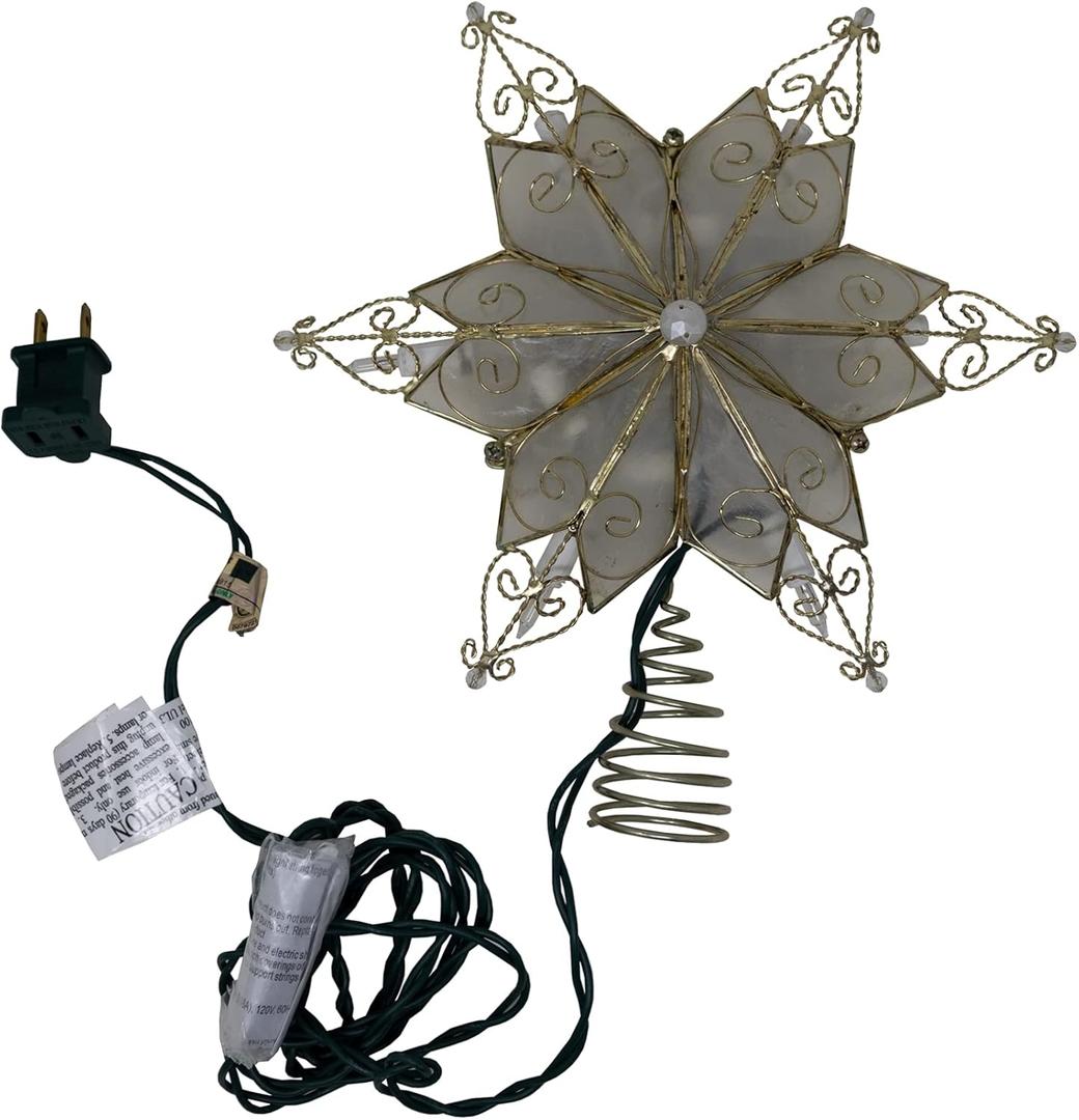 Kurt Adler UL3131 10-Light 6 Pt. Capiz Star Treetop