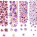 Cindeer 217 Pcs Mini Fake Flowers for Crafts Bulk Fake Flower Heads Craft Rose Daisy Small Silk Artificial Faux Decorations Flower for Art Wedding Summer Decorations, 2-4 cm(Purple Series)