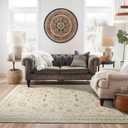 EverGrace Area Rugs for Living Room 8x10, Boho Floral Faux Wool Indoor Outdoor Rugs, Washable Rugs for Bedroom Dining Room Entryway Kitchen, Low Pile Floor Mat Carpet for Home Decor, Natural Beige