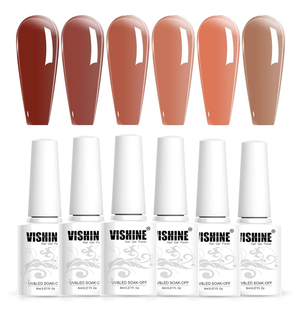 Pack Of 2 Vishine Jelly UV LED Gel Nail Polish Sets 6 Colors Transparent Red Pink Nude Brown Skin Color Soak Off Gel Polish Long Lasting Gift Set C007, C087 Pack Of 2 Vishine Jelly UV LED Gel Nail Polish Sets 6 Colors Transparent Red Pink Nude Brown Skin Color Soak Off Gel Polish Long Lasting Gift Set C007, C087