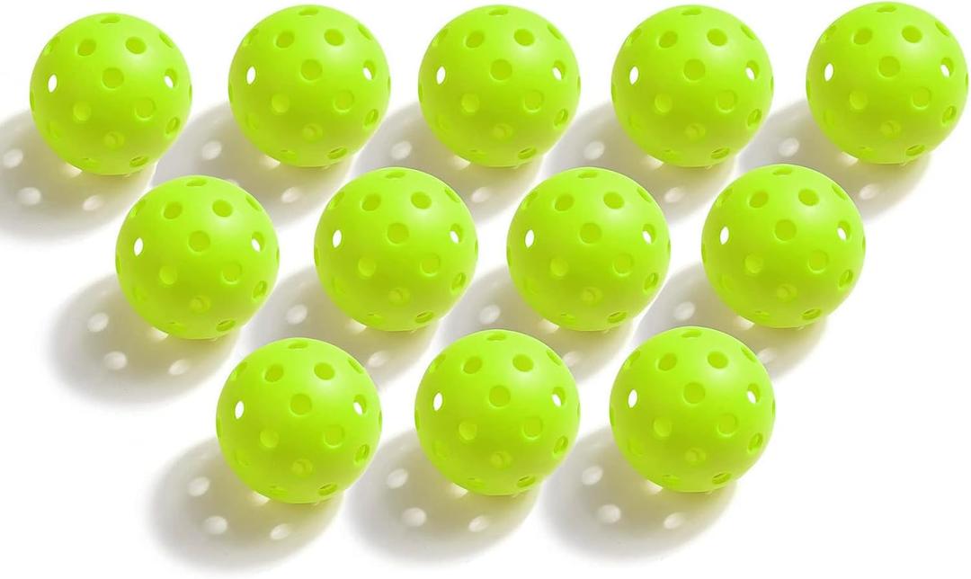 12-Pack Premium Pickleball Balls, 40 Holes Indoor Outdoor Fluorescent Green Balls, USAPA Approved Pickle Ball for Tournament Play Advanced Aerodynamics