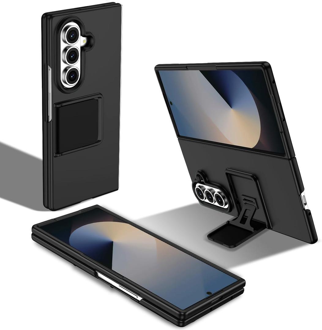 for Samsung Galaxy Z Fold 7 Case with Foldable Kickstand, Slim Matte Finish Hard PC Cover Military Grade Protection Shockproof Protective Case for Galaxy Z Fold 7 -Black