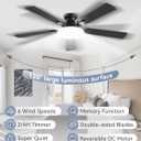 52 Inch Ceiling Fan with Lights and Remote, 30W 12" LED Panel Flush Mount Ceiling Fan, 6-Speed Quiet DC Motor Modern Low Profile Ceiling Fan with Reversible Blades for Bedroom, Living Room, Patio