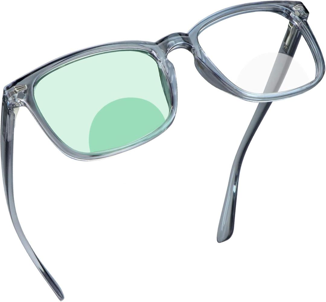 YEIN Bifocal Reading Glasses with Blue Light Blocking Lenses, Bifocal Reader for Women and Men, Vintage Square frame with Spring Hinge (+0.50/+2.75 magnification)