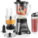 Hamilton Beach Blender and Food Processor Combo  40oz Glass Jar, Portable Travel Cup, 3-Cup Electric Food Chopper, 700W  Gray/Black (58163)
